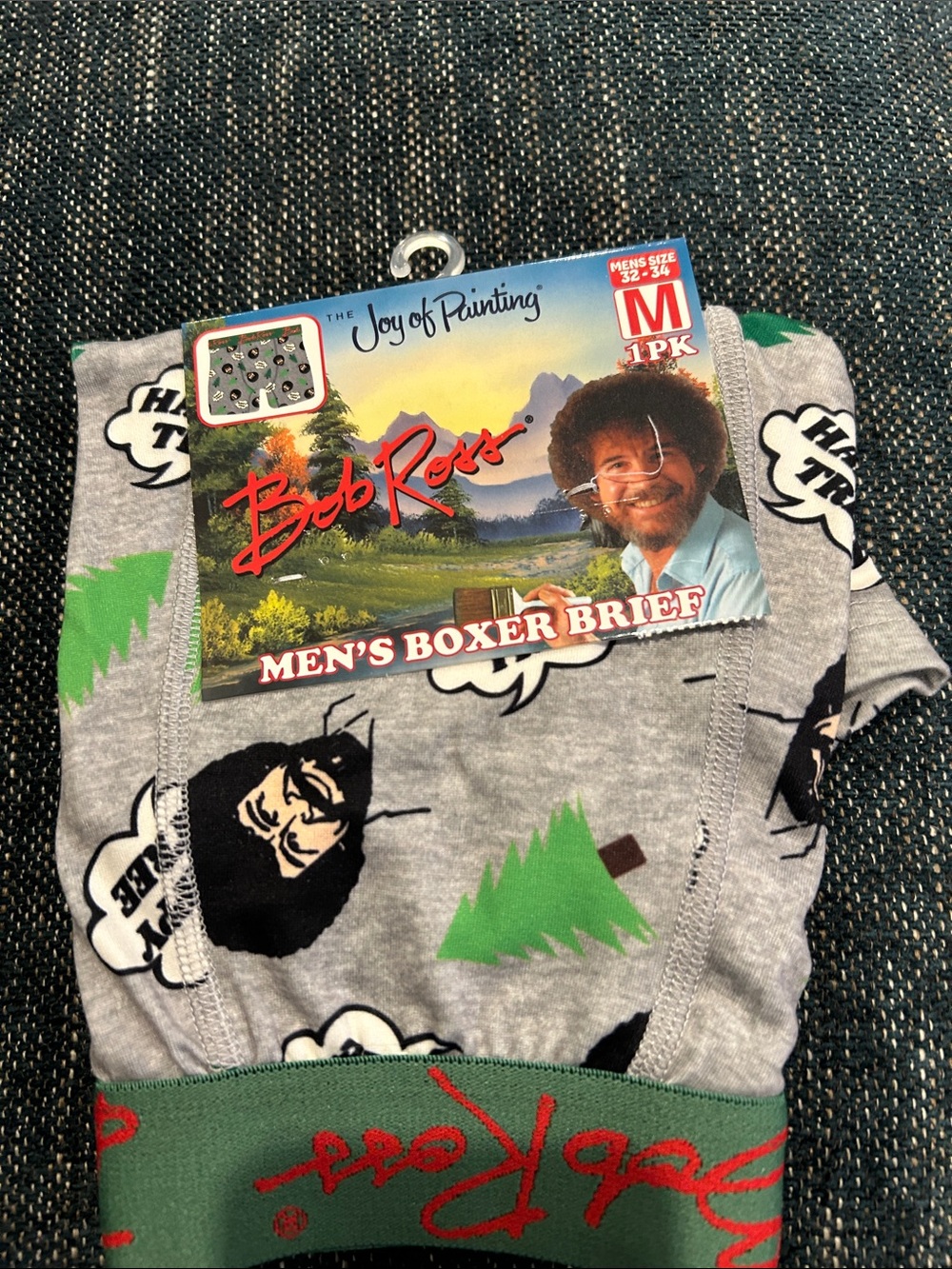 Bob Ross Kids' Gray & Green Boxer Briefs - Playful Painter Print